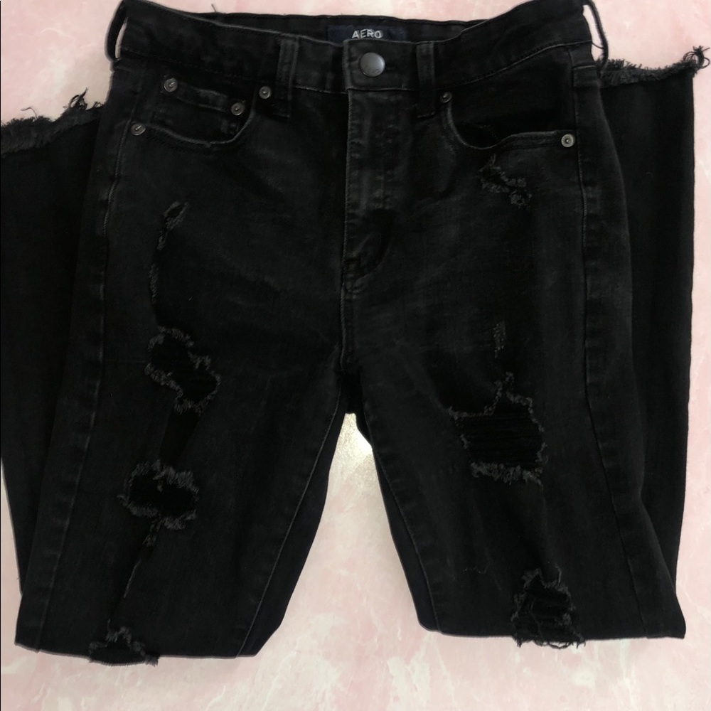 Aero high rise black skinny jeans size 10